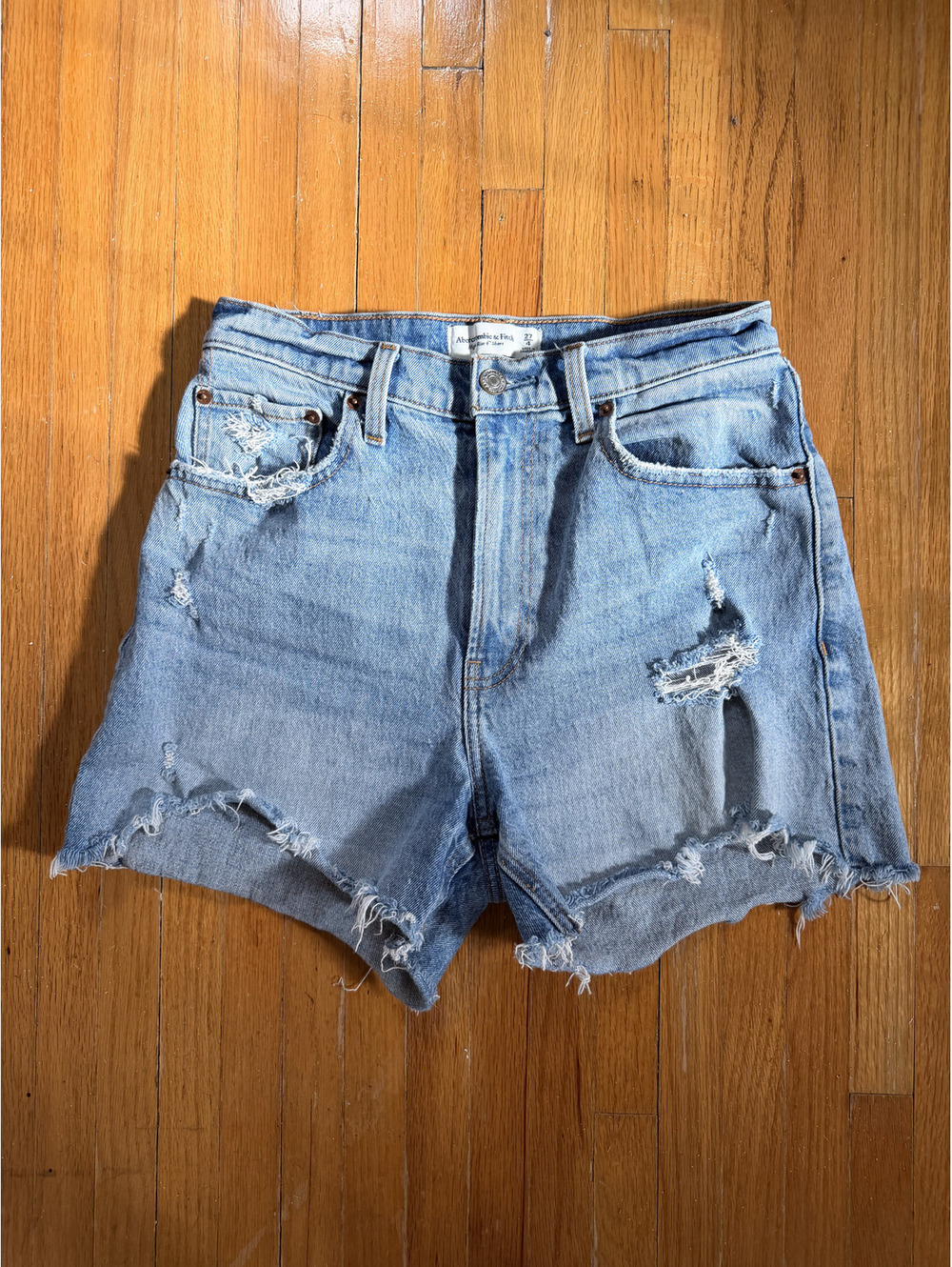 Abercrombie Curve Love High Rise 4 Inch Shorts Distressed | Women's Size 27/4